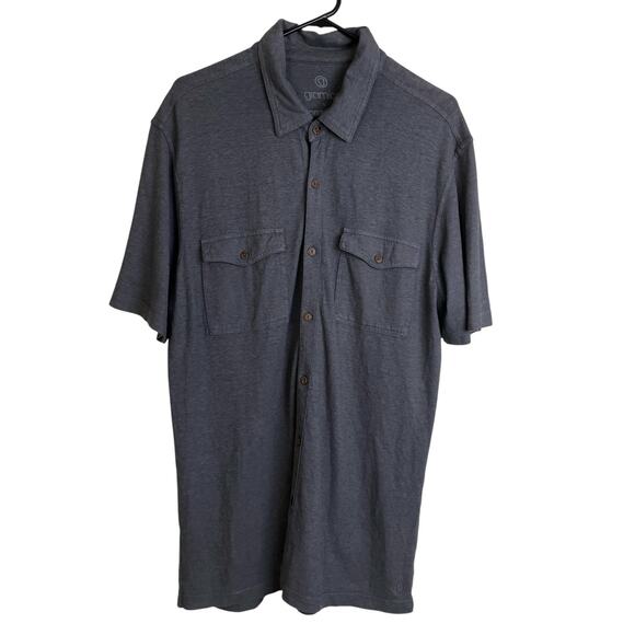 Gramicci NPT Hemp Cotton Shirt Mens Large Gray Short Sleeve Button Up Casual - Picture 1 of 8